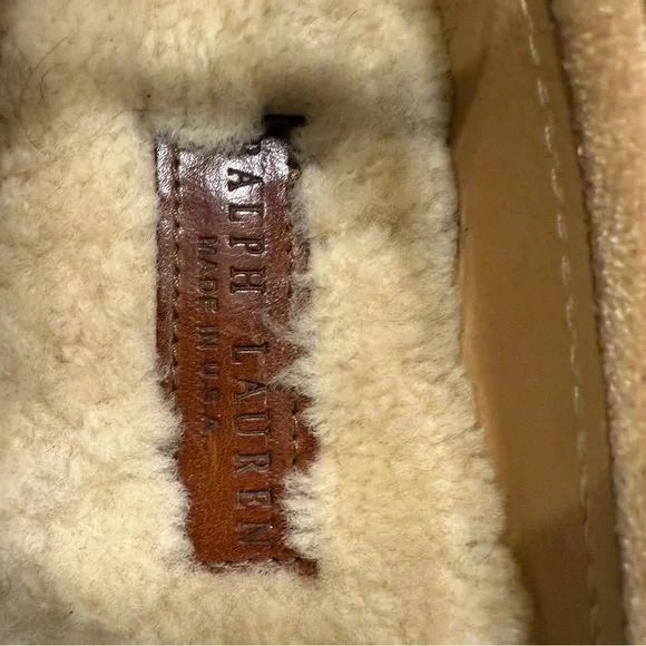Ralph Lauren Men’s Suede Loafers Shearling Lined Lactae Hevea Sole 9D
